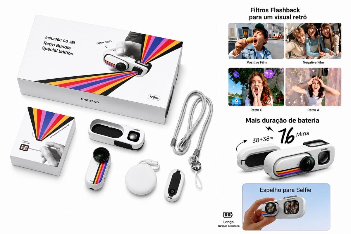 Câmera Insta360 GO 3S Retro Bundle Edição Especial 128GB