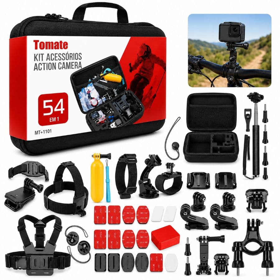 Kit Acessórios Action Camera 54 em 1 com Maleta Tomate MT-1101