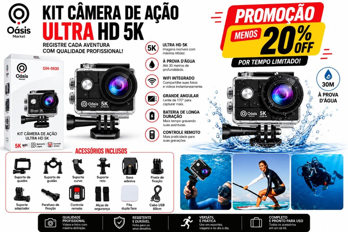 OIH-5930 KIT CÂMERA DE AÇÃO ULTRA HD 5K